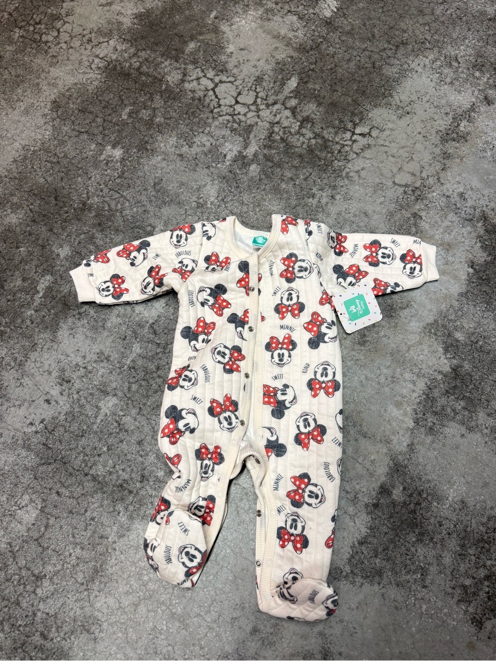 Cream & Red Baby One-Piece Footed Sleeper